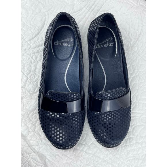 Dansko Women 36 (US 6-6.5) Black Textured Suede Slip On Summer Loafer Shoe - Picture 5 of 9